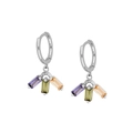 Orecchini in argento S925 con zirconi rettangolari nei colori viola, verde e arancio - Argento