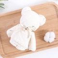 Cute white coral fleece bear towel with pearl bow decoration for gift wedding favors - Beige (30*30)