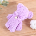Light purple coral fleece towel bear with pearl bow and Just for you ribbon - Purple (30*30)