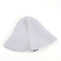 Close-up of the soft knitted texture and ribbed horizontal pattern on the gray bucket hat - M (56-58cm) / Light Blue