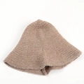 Detailed texture of beige knit bucket hat with soft plush fleece fabric for winter - M (56-58cm) / Coffee