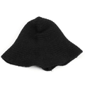 Detalle del gorro de punto negro que muestra la rica textura y el tejido de lana térmica - M (56-58cm) / Negro