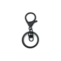 DIY black metal keychain hardware set featuring lobster clasp and split rings on white background - Swimming Black (Lobster Clasp + Figure 8 Buckle)