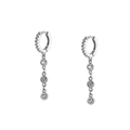 S925 silver needle hoop earrings with three dangling round cubic zirconia stones - Silver