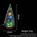 Mini LED snowy cedar Christmas tree on wood base with 35cm height specifications - Colored Light Style / 35cm