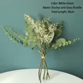 38cm white and green artificial eucalyptus bouquet for minimalist home decoration - YC1003-Lamb's Ear Leaf Bunch-White Green