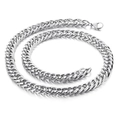 Men's punk style silver stainless steel Cuban chain necklace with lobster clasp closure - 10mm Necklace (KN114899-Z)