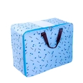 Light blue cherry print 600D oxford storage bag with clear PVC window and handles - Blue Cherry
