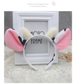 Cute plush cow headband with black and white spots, pink ears, and yellow horns - Soft Cow Ears with Horns