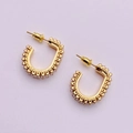 Pendientes dorados en forma de U con circonitas micro-pavé en fondo lila claro - Dorado (Par Grande)