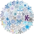 Pack of 50 blue and purple waterproof snowflake window stickers for Christmas decoration - Snowflake Series / 50 Sheets/Pack