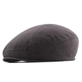 Dark grey cotton newsboy cap with refined stitching and textured twill fabric - 57-59cm / Gray