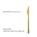 Vintage gold 304 stainless steel dessert knife, 20cm long from the Q15 retro series - Dessert Knife