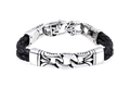 Bracciale punk da uomo in pelle intrecciata con totem in acciaio inossidabile e moschettone - Stile Totem Vintage (KB56154-D)