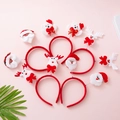 Set of 5 red Christmas headbands with Santa, reindeer and bear cartoon characters - Christmas Headband (Non-glowing)