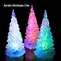 Three glowing acrylic Christmas trees with colorful LED lights and ice texture - Acrylic Christmas Tree Night Light