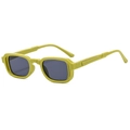 Retro mustard green rectangular sunglasses with dark grey lenses in a minimalist frame - Avocado Green C02