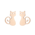 Primer plano de los pendientes de gato en oro rosa con ojos huecos y cola larga - Oro Rosa