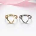 Verstellbare geometrische Edelstahlringe in Gold und Silber für DIY-Schmuckherstellung - 002 (Runde Fassung) / Gold