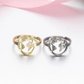 Adjustable hollow world map rings in gold and silver finish on minimalist background - 021 (Continental Map)