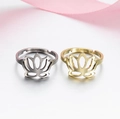 Adjustable lotus rings set in gold and silver finish with hollow floral design - 027 (Hollow Lotus)