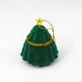 Green flocked Christmas tree jewelry box with gold star and string details - Christmas Tree