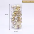 30-piece set of gold 6cm Christmas ornaments with glitter and sequins in a storage barrel - 6cm/30Pcs / Gold