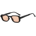 Retro rectangle sunglasses with thick black frame and translucent orange lenses for street style - Glossy Black / Light Brown Lens C04