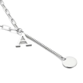 Collana d'argento con catena a graffetta, ciondolo lettera A e medaglietta tonda lucida - Lettera A(KN114927-Z)
