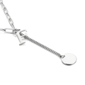 Letter F pendant necklace in silver finish with box chain and round metal tag - Letter F(KN114932-Z)