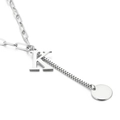 Silver letter K pendant necklace with paperclip and box chain in minimalist design - Letter K(KN114937-Z)