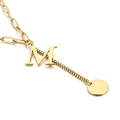 Minimalist gold stainless steel necklace with letter M pendant and mixed chain link - Initial M(KN114965-Z)