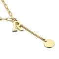 Gold letter R pendant necklace featuring a unique paperclip and box chain combo - Initial R(KN114970-Z)