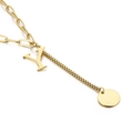 Gold-plated stainless steel necklace featuring letter Y pendant and round disc detail - Initial Y(KN114977-Z)