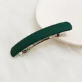 Minimalist matte dark green spring hair clip with durable silver metal closure - Square Style / Matte Dark Green