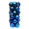 Blue Christmas ball set with matte, glossy, and glitter finishes in clear tube - 3cm Dark Blue