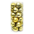Golden Christmas ball ornament set in transparent tube with matte and glitter textures - 3cm Gold