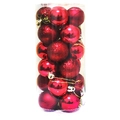 Deep red Christmas ball ornaments in glossy and glitter finishes, packed in a transparent tube - 3cm Red