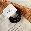 Set of 6 high-elasticity black hair ties displayed on a minimalist white card - 6 Pcs Per Card / Black (8344F)