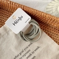 Set of high-elasticity hair bands in olive green secured on a minimalist paper card - 6 Pcs Per Card / Light Green (8344E)
