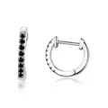 Orecchini a cerchio in argento 925 con piccole pietre preziose nere sfaccettate - Argento/Zircone Nero