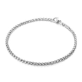 Silver woven wheat chain bracelet with lobster clasp in polished stainless steel finish - 2.5mm Bracelet (KB139511-Z)