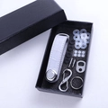 White crocodile pattern leather key organizer set with metal snap and accessories - Crocodile Grey