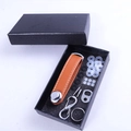 Set de regalo organizador de llaves en cuero genuino marrón con piezas metálicas - Marrón