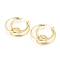 Intertwined triple circle geometric earrings in a polished golden metal finish - Triple Ring Nested Style / Gold (KE97029-KFC)