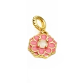 Pink enamel flower charm with gold plating and white gemstone for DIY jewelry making - Pink Enamel Flower Style(04#)