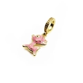 Pink enamel fawn pendant with gold plated brass finish for DIY bracelet jewelry making - Pink Enamel Small Animal Style(15#)