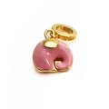 Cute pink enamel elephant charm with gold-plated brass loop for DIY bracelets - Pink Elephant Style(01#)
