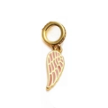 Pink enamel flower deer wing charm pendant in gold plated brass for DIY bracelet - Pink Enamel Feather Wing Style(13#)