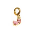 Pink enamel donkey charm in gold-plated brass for DIY bracelets and jewelry - Pink Enamel Cartoon Donkey Style(09#)